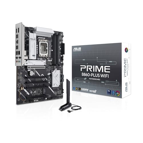 ASUS Prime B860-PLUS WiFi B860 LGA 1851 ATX Motherboard, Intel® Core™ Ultra Series 2 Ready, Advanced AI PC-Ready, 8+1+1+1 Stages, DDR5, PCIe 5.0, HDMI, USB 20Gbps Type-C®, 2 x M.2, WiFi 6E, 2.5Gb LAN