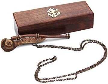 Silbato tradicional de bronce y cobre compacto con cadena miniatura 2