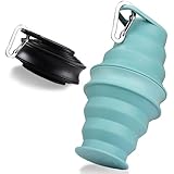 BB Hapeayou Faltbare Trinkflasche 500 ml mit Karabiner 2 Stück Silikon Reise Faltflasche für...