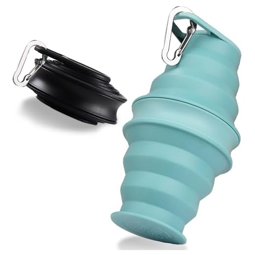 BB Hapeayou Faltbare Trinkflasche 500 ml mit Karabiner 2 Stück Silikon Reise Faltflasche für Outdoor Sport Foldable Water Bottle(Schwarz+Blau)