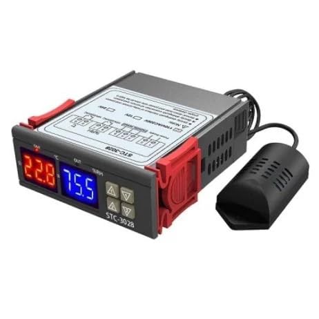 STC-3028 Temperature and Humidity Controller 220V AC | Digital Thermostat and Hygrometer with Dual Relay Output | LED Display | Precise Control for Greenhouses, Incubators, Aquariums, and More