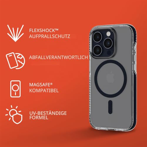 tech21 Evo Crystal für iPhone 15 Pro - Kompatibel mit MagSafe - Aufprallschutz Case - Blue Titanium – Ansicht 3