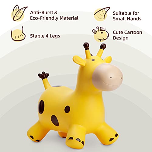 Image of EVERICH TOY Giraffe Bouncy Animal Hopper for Toddlers 18 Months+, Inflatable Bouncing Hopper Toys, Outdoor Indoor Ride on Horse Bouncer Hopping Toys, Birthday Gifts for Boys Girls 2 3 4 5 6 Years Old