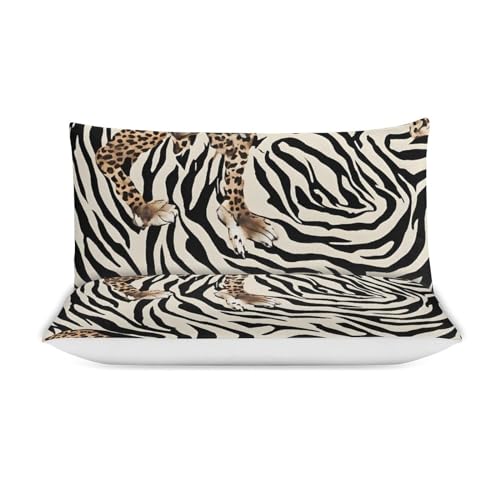 ZGDPBYF Conjunto de edredom - Conjunto de edredom com estampa de zebra de leopardo animal - Conjunto