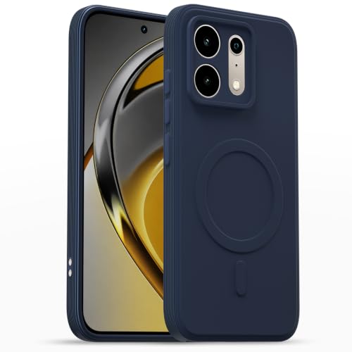 Image of Outlouders Back Cover for Realme P4s 5G | Soft Matte Silicone | Slim Fit | Magnetic-Safe Logo Design (Magnetic-Safe Not Compatible) | Shockproof | Camera Protection Bumper Case (Blue)
