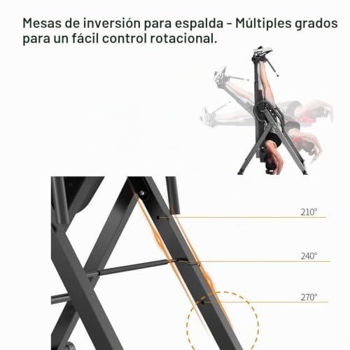 Miniatura 9 de Dnkelar, Mesa De Inversión De Culturismo Plegable, Cinturón De Seguridad Ajustable, Banco De Estiramiento Para Aliviar La Columna Vertebral, Soporta Hasta 150 Kg De Peso