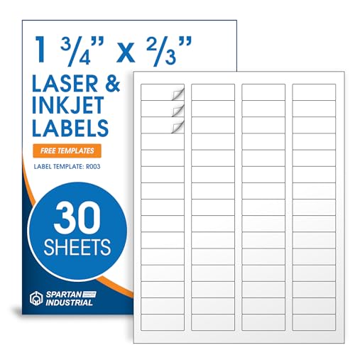 1 3/4" X 2/3" Matte White Return Address Labels (30 Sheets, 1800 Stickers)