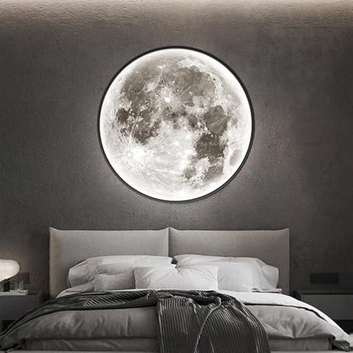 Image of HDC Modern LED Planet /Moon Wall & Ceiling Lamp - Decorative Night Light & Bedside Wall Lamp for Bedroom, Living Room & Kids Room - Available in 330, 400 & 500 mm Sizes (Warm /White /Tricolor) (300 MM)
