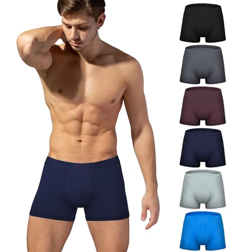 Aurmly Mens Boxer Shorts Light Men Trunks of Bamboo Fiber 6 Pack Mens Underwear