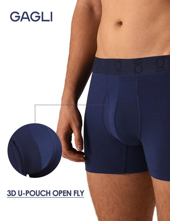 Men's Underwear Boxer Briefs, Modal Breathable Underwear with ComfortFlex Waistband, Moisture-Wicking, 3", 2Pack3