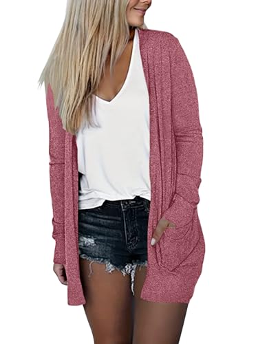 Image of DB MOON Womens Long Cardigan 2026 Fall Lightweight Long Sleeve Open Front Sweater with Pockets