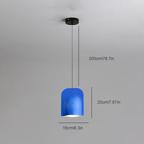 Miniatura 7 de Nordic Creative Crackle - Lámpara colgante pequeña de hierro de una sola cabeza G9 Socket lámpara colgante para dormitorio junto a la cama (azul)