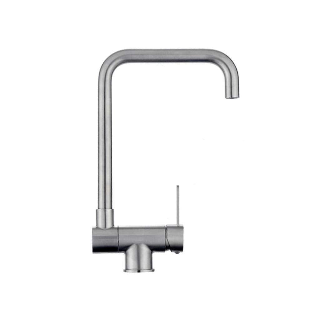 Robinet de cuisine design en acier inoxydable 304 brossé rotatif