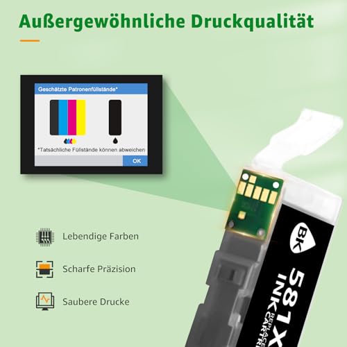 GREENSKY 580 581xxl Multipack Kompatibel für Canon druckerpatronen 580 581 PGI 580 XXL CLI 581 XXL Druckerpatronen für Pixma TS705a TR8550 TS8350 TS8351 TS8352 TS6350 TS6350a TS6351a (10er-Pack)