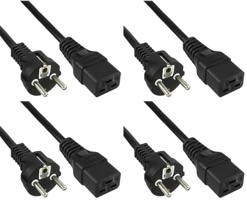 Câble d'alimentation 230V PremiumCord 3m C19 IEC 320 noir lot de 4 pour PC et serveurs