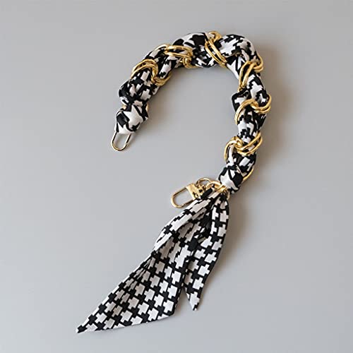 Asukohu Alça de bolsa, lenço de seda elegante, alça de metal, alça de mão, correntes de substituição