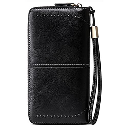 Wallets for Women PU Leather Credit Card Holder with RFID Blocking Large Capacity Wristlet Purse, Black, One Size2