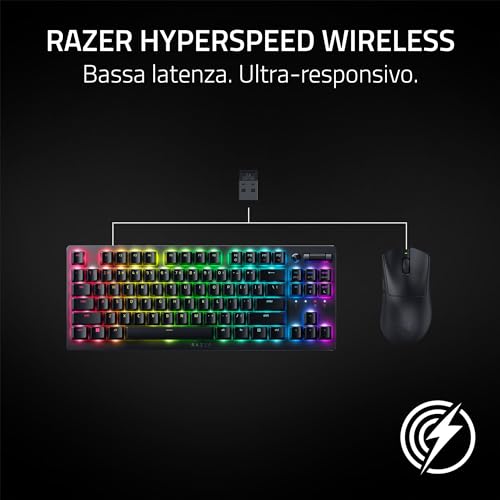 Razer DeathAdder V3 HyperSpeed - Mouse da gioco e-sport ergonomico senza fili ultra leggero con 26K DPI (55g, rivestimento soft-touch, 100 ore di durata della batteria, HyperSpeed 8K Hz) Nero - Immagine 4