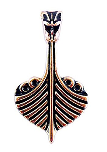 Pendentif bateau viking dragon or jaune : collier drakkar pour homme