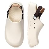 TEYTAP Nonslip Work Shoes Women Men Non Slip Shoes Slip Resistant Clogs for Nurse Chef Kitchen Restaurant Food Service Garden Slip On Mules White