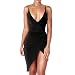 Anddyam Women's Sexy Deep V Neck Sleeveless Strap Bodycon Wrap Dress with Front Slit Club Dresses (M, Black)