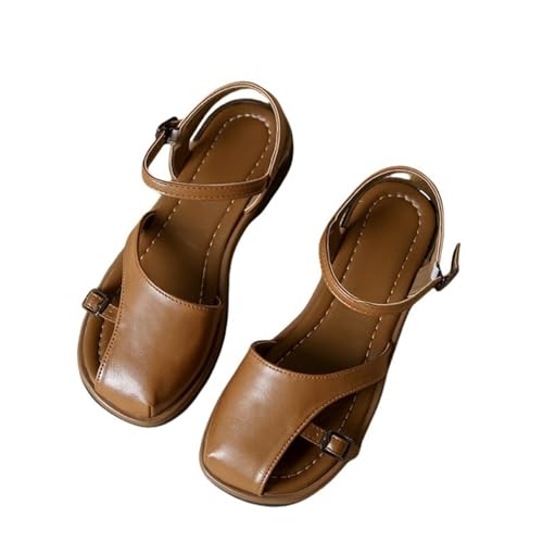 Women's Flat Sandals Comfortable Closed Toe Flat Shoes Slip-On Ankle Strap Sandals For Summer Dressy Forma Daily Work