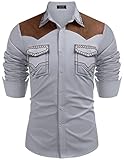 Camicia in cotone di alta qualità: camicia western da uomo ricamata in tessuto 100% cotone, morbida, leggera e traspirante. Le camicie da western occidentali da uomo con taglio cowboy offrono durata, funzionalità e comfort.