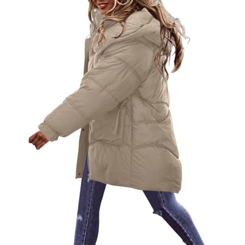 Doudoune femme d'hiver longue curvy et chaude avec capuche en fourrure élégante