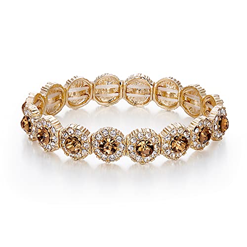 BriLove Women's Wedding Bridal Crystal Rhinestone Beaded Stretch Bangle Bracelet