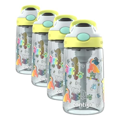 Image of Contigo Kids Water Bottle with Redesigned AUTOSPOUT Straw, 14 oz (Pack of 4)