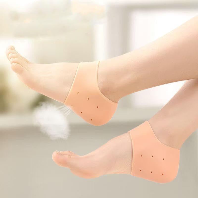 Glowear Silicone Gel Heel Socks, Breathable Foot Protectors, Beige (1 Pair,Free Size)