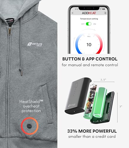 Heated Jacket Hoodie for Men & Women – Winter Coat, Outdoor Clothing, Bluetooth Controlled with 3 Adjustable Heating Zones3