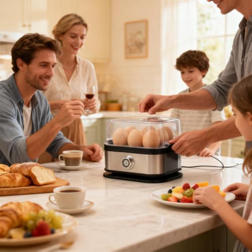 Cocedor de huevos eléctrico de diseño moderno y compacto con apagado automático para cocina 3