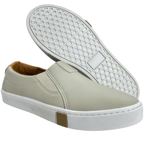 Sapatênis slip on masculino couro solado calce fácil confortável