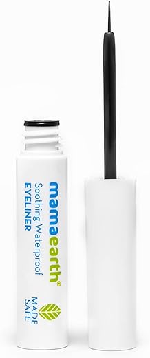 Mamaearth Soothing Waterproof Glossy Finish Liquid Eyeliner With Almond & Castor Oil For 10 Hr Long Stay – 3.5 Ml, Black
