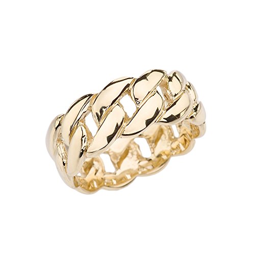 Modern Contemporary Rings 10k Yellow Gold Cuban Link 8 mm Engagement Band (Size 6)