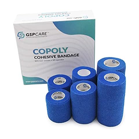 Cohesive Bandage of GSPCARE Mix Size, Super Elastic Bandages Can be Used for Vet Wrap, Sports Bandage for Human Wrist,Ankle,Knee. 2 Rolls 5cmX4.5m,2 Rolls 7.5cmX4.5m,2 Rolls 10cmX4.5m (Blue) Cover