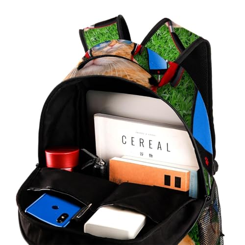 Sac à dos d'école imprimé chat cool pour adolescents et collégiens - 4