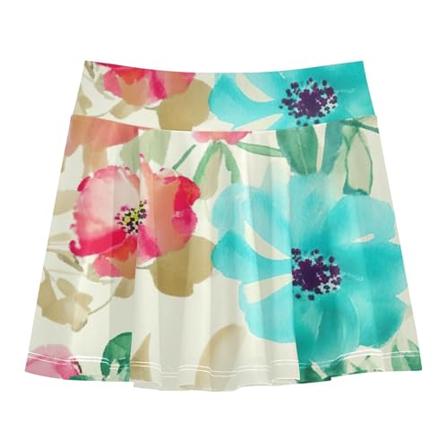 Joisal Watercolor Flowers Spring Toddlers Tennis Skirts Outfit Athletic Shorts Girls Skorts School Skirt 4t