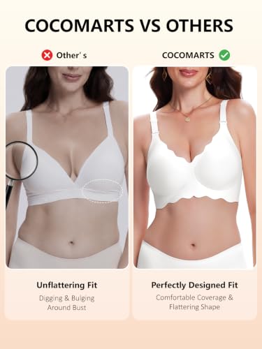 Image of COCOMARTS Jelly Bras for Women No Underwire Scalloped Wireless Push Up Bra