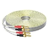バナナプラグ付スピーカーケーブル 16AWG錫メッキ銅導体 24K金メッキバナナ純銅コネクター HiFi音質 分岐型オーディオケーブル ホームシアター用コード オス-オス スピーカー線 AVアンプ スピーカーなどに対応 10M