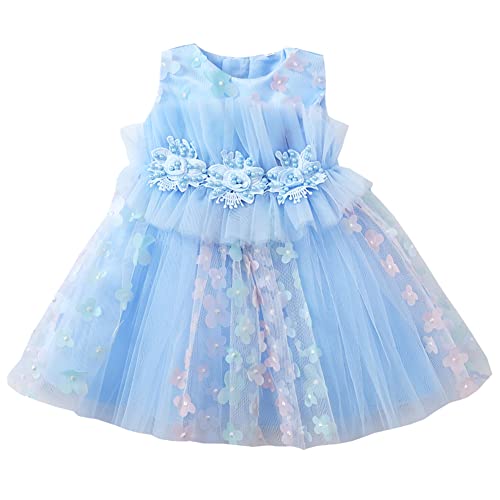 Baby Dress Birthday Flower Girl Vintage Party Frilly Wedding Sleeveless Ruffle Tulle