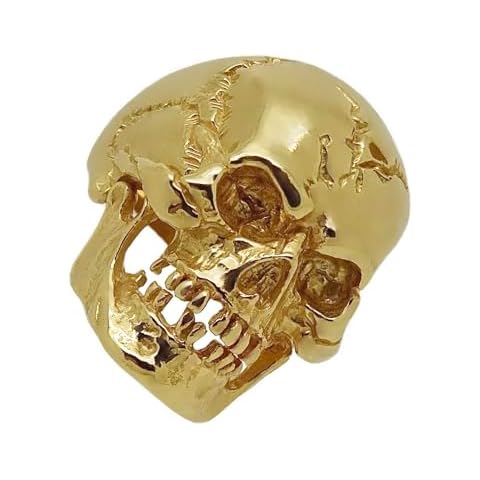UNIQABLE Men's 14k Yellow Gold Handmade Memento Mori Skull Ring (11) Cover