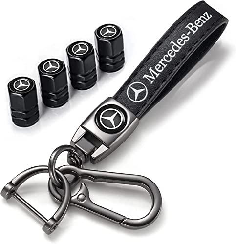 Valve Pneu Voiture et Porte-clé pour Mercedes Benz A C E S GLK CLA GLA GLC GLE CLS SLK AMG Série, Porte Clef Voiture, Bouchon Valve Pneu Voiture, Bouchon de Valve, Voiture Accessoires, Noir