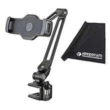 Holder for smartphones and tablets Holds devices from 10.2 to 13 inches 360 degree swivel Fully adjustable + Keepdrum microfibre cleaning cloth polishing cloth