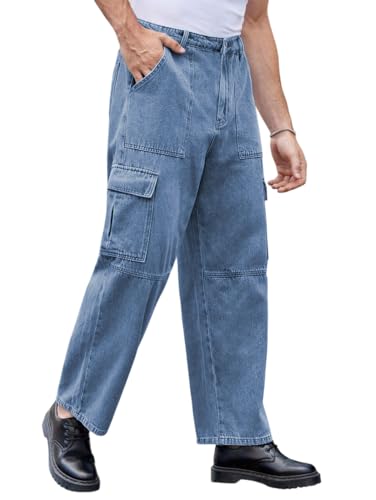 Image of TAGAS Men Loose Fit Men's Flip Pocket Cargo Pant|Man Stylish Cotton Loose Fit Denim Jeans || Multi-Pocket Styling || Perfect for Casual Fashion || Comfortable Classic Men's Outerwear (MDJ-33)