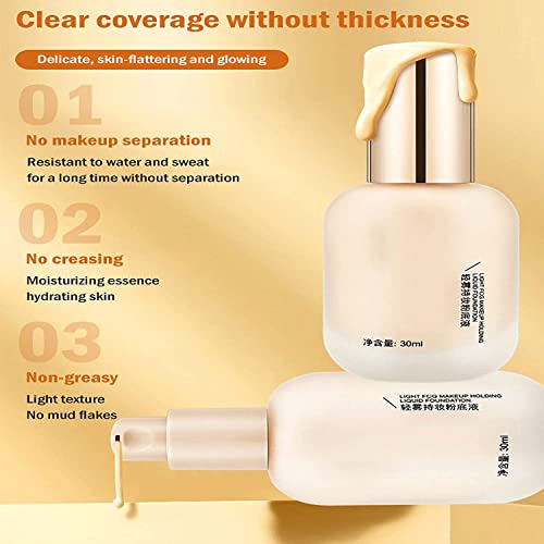 Hydrating Waterproof And Light Long Lasting Foundation, Admd Light Fog Makeup Holding Liquid Foundation, Full Coverage Foundation, Moisturizing Concealer Light Brightening Oil Control (1 Pcs - Natural) #TOP3