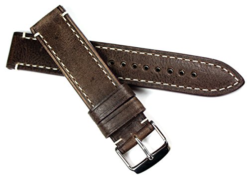 Bracelet de montre en cuir de veau vintage RIOS1931 Aviator allemand marron 20 mm