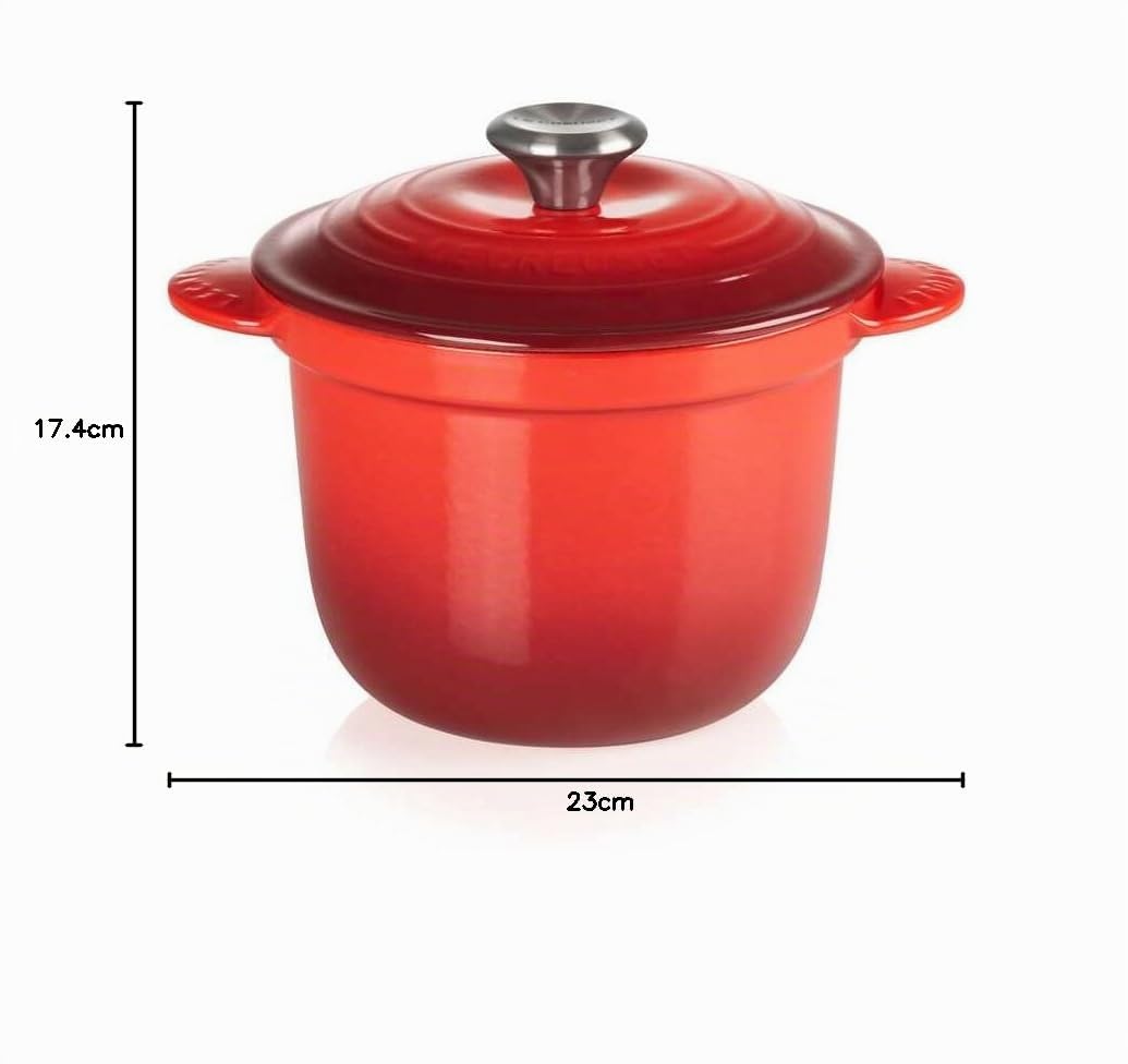 Le Creuset Cocotte Every de hierro fundido con tapa interior de cerámica de gres, 18 cm, 2 litros, Cereza, 41110180600460