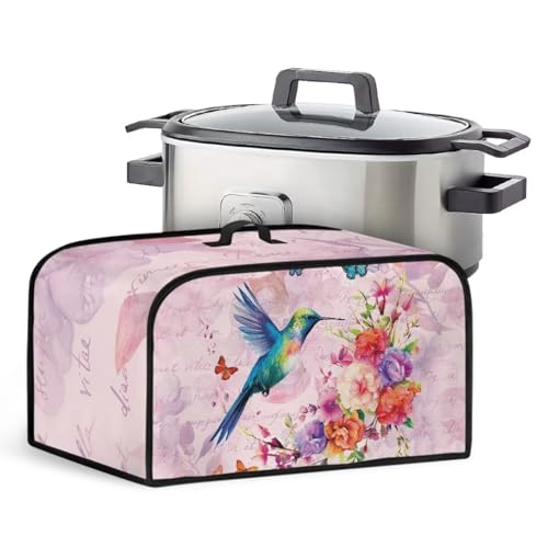 Annejudy Slow Cooker Cover Water Proof Slow Cooker Protection Cover with Top Handle and Side Pockets Small Appliance Accessories Keep Appliance Clean, Birds Floral Blossom